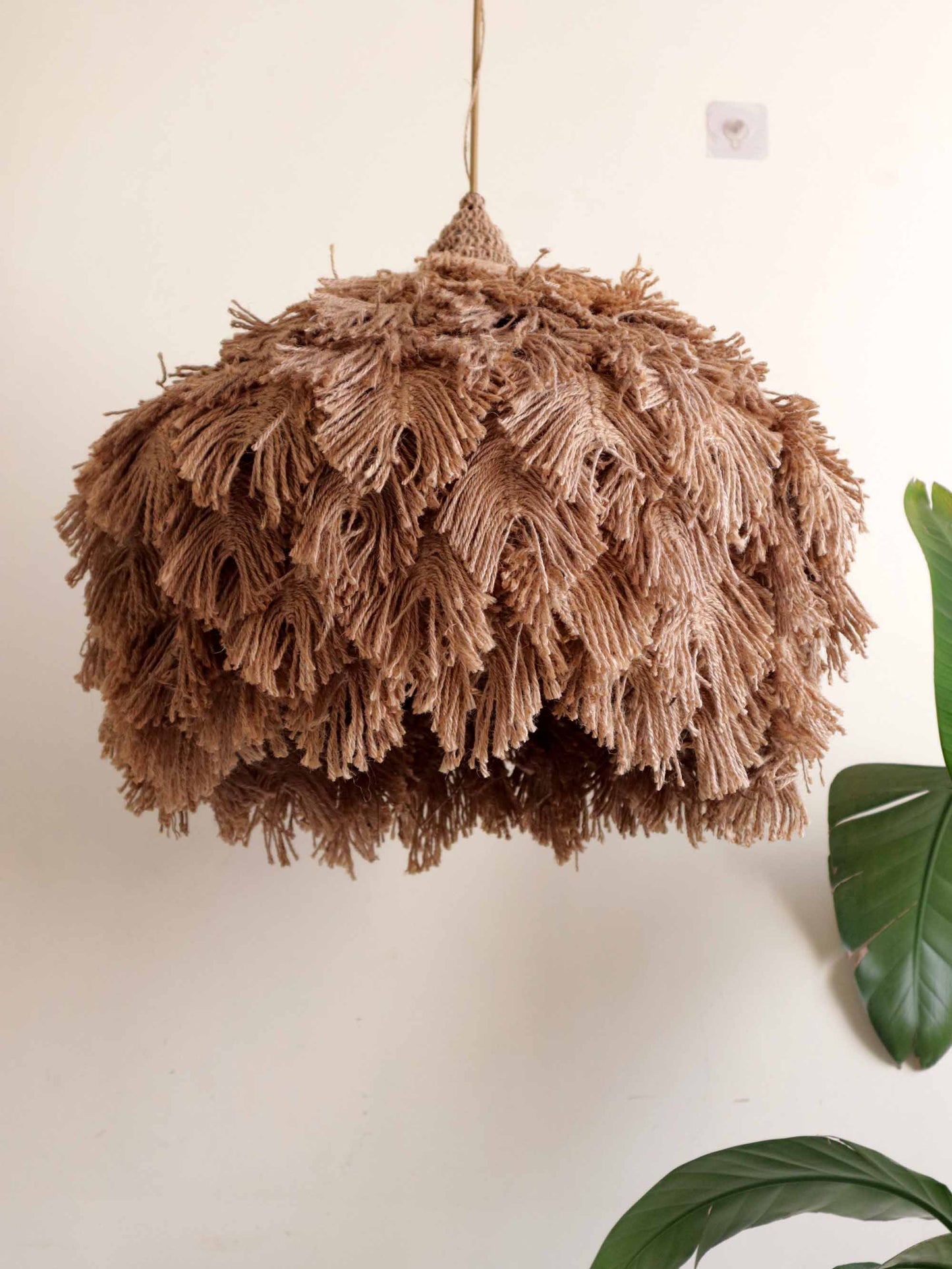 Boho Jute Feather Pendant Light